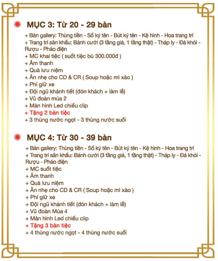 Bảng khuyến mãi 2