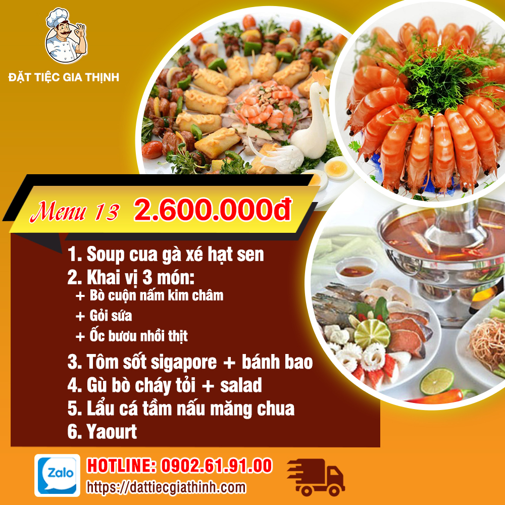 Menu tiệc bàn 13