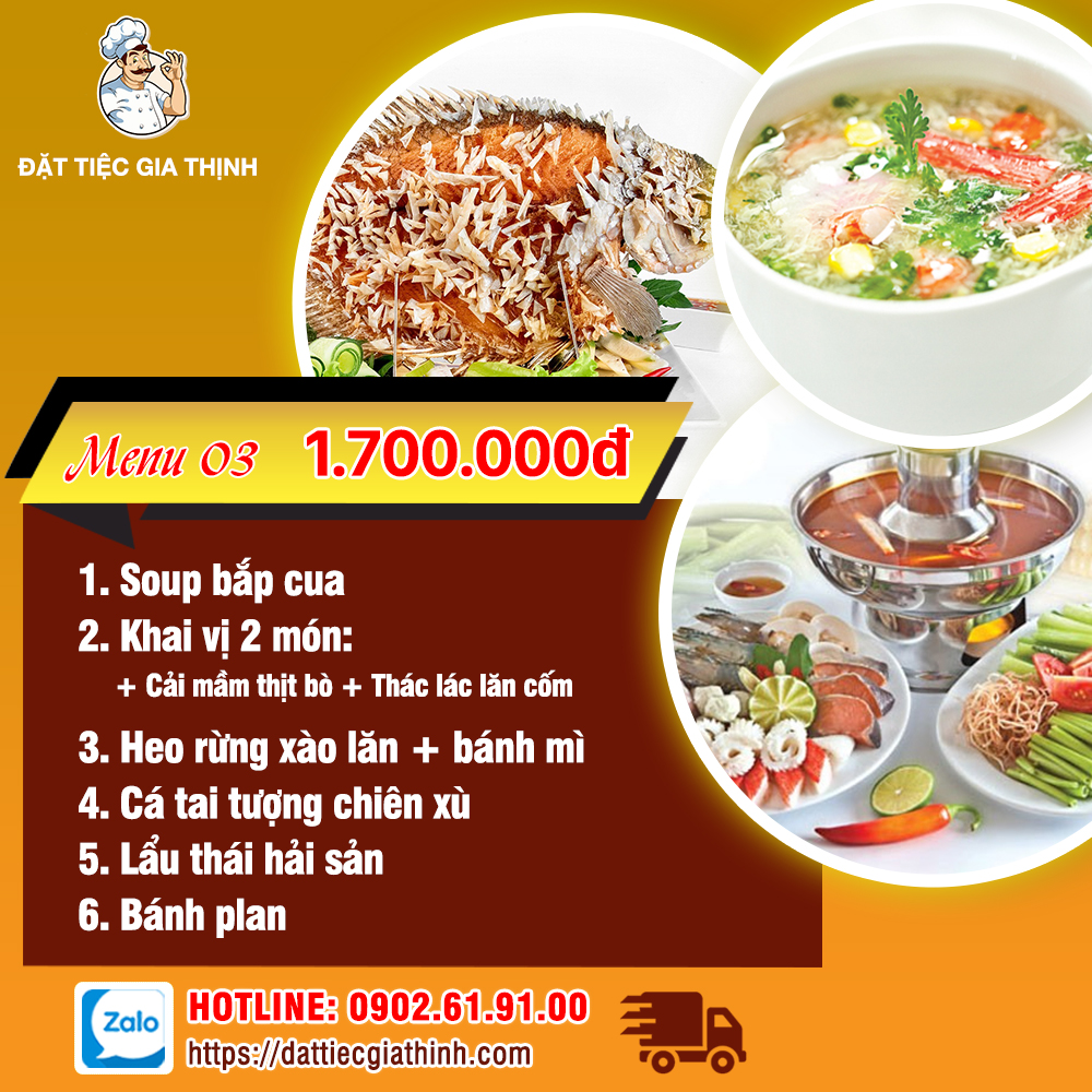 Menu tiệc bàn 3