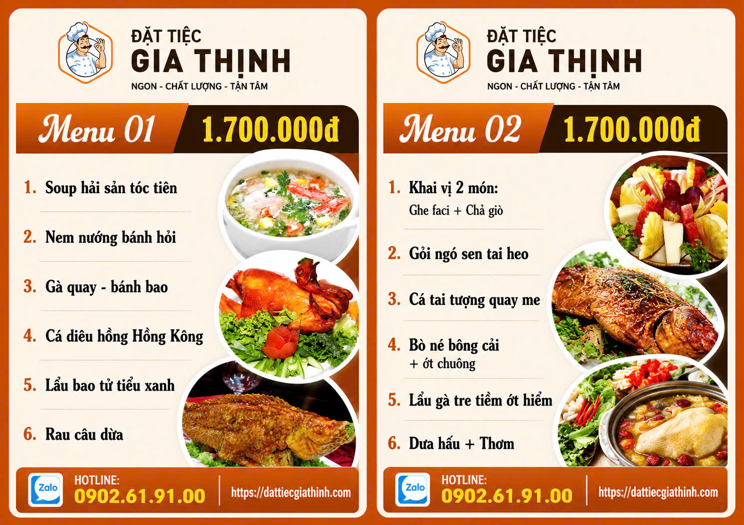 Menu tiệc bàn 1