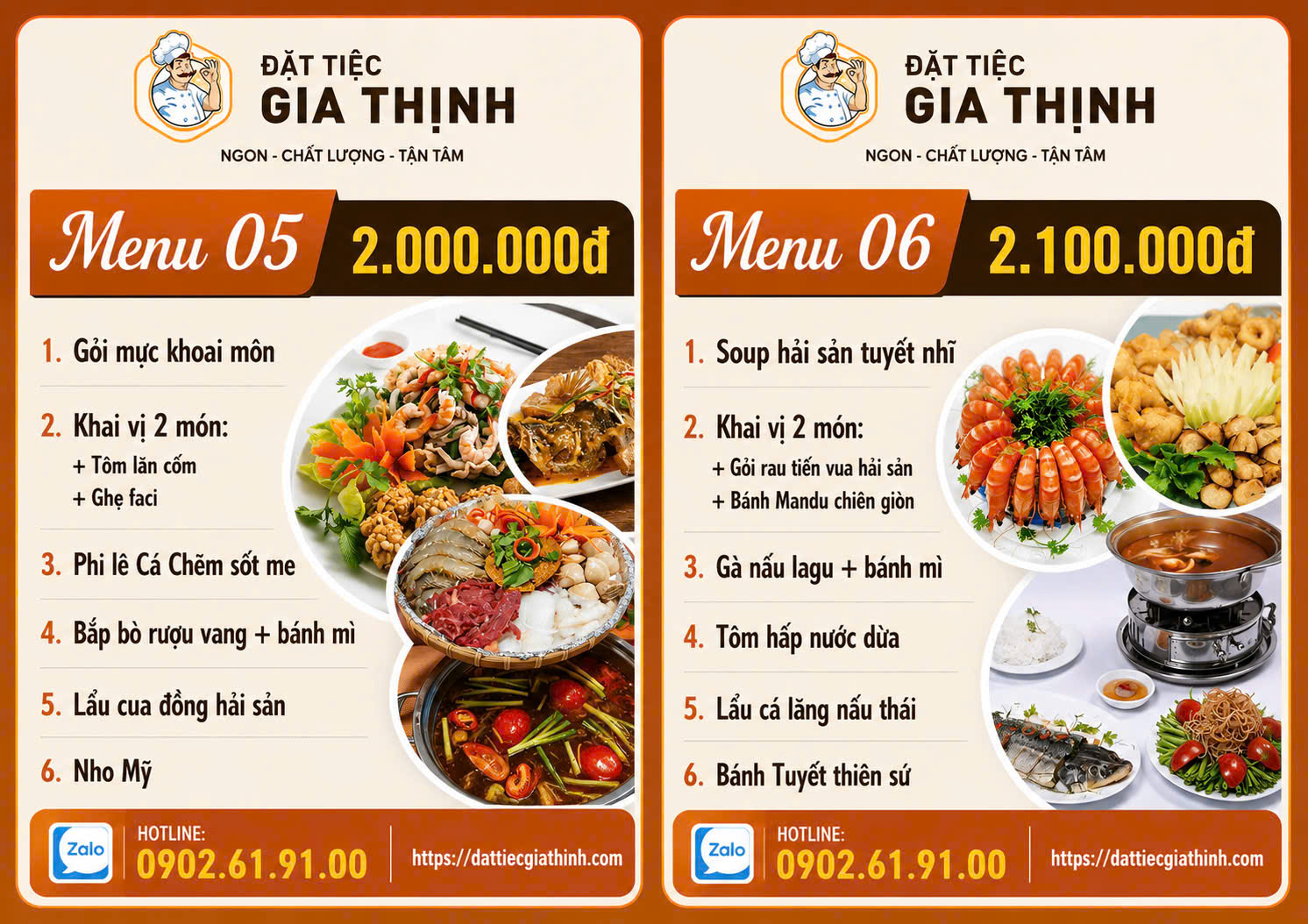 Menu tiệc bàn 5