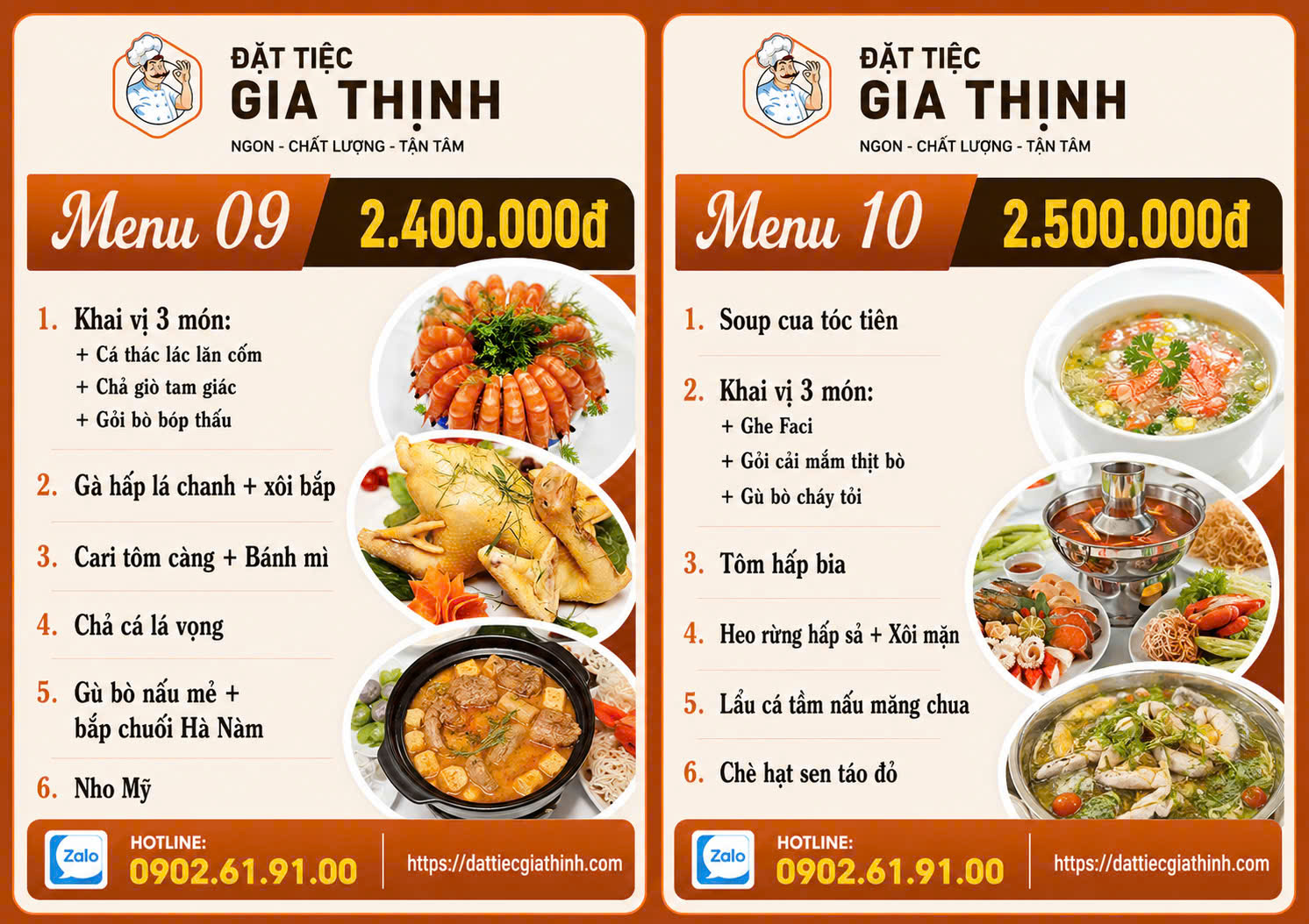 Menu tiệc bàn 9