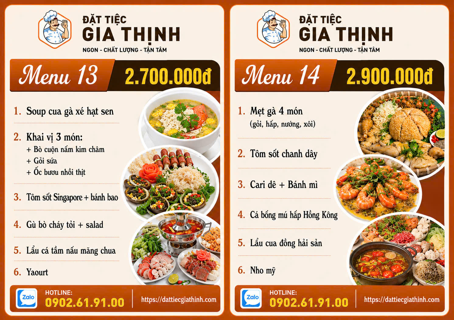 Menu tiệc bàn 13