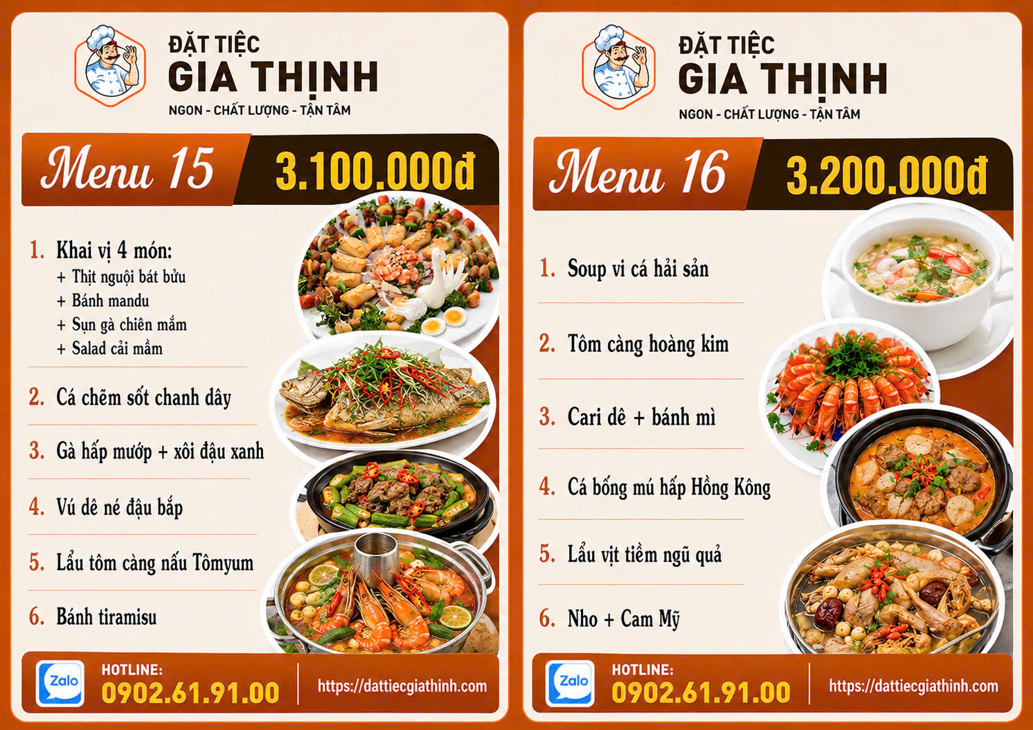 Menu tiệc bàn 15