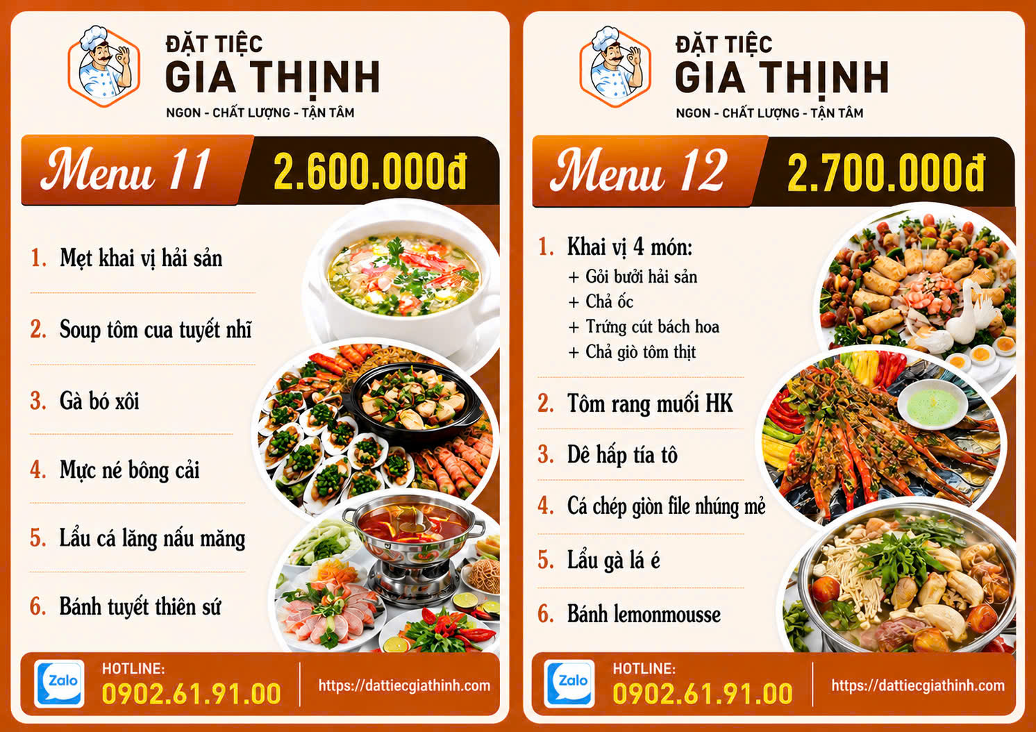Menu tiệc bàn 11