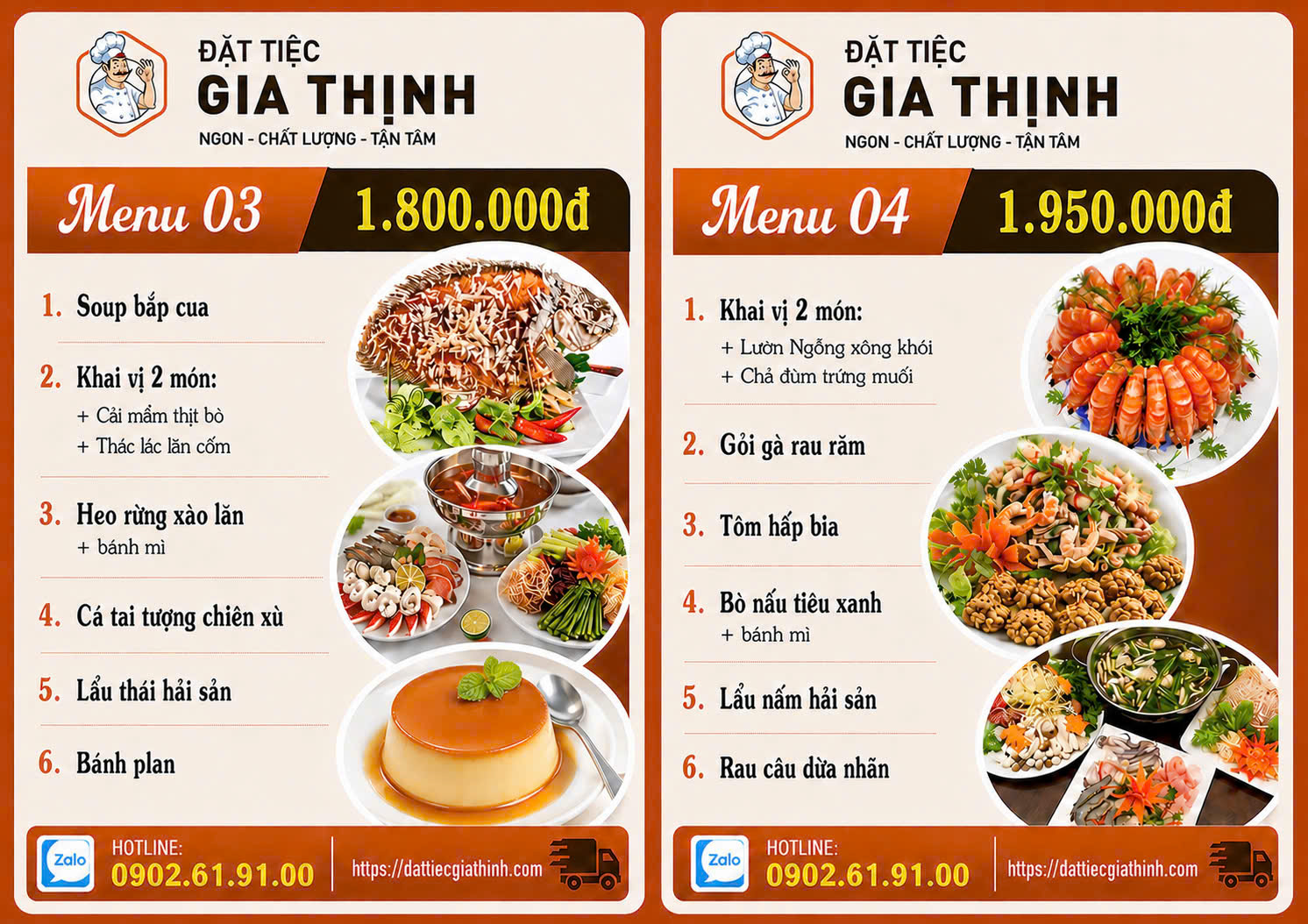 Menu tiệc bàn 3